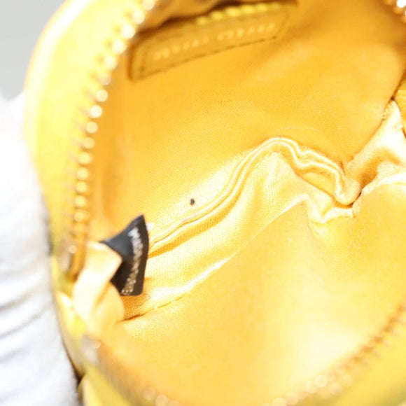 Miu Miu Matelasse Airpots Case Lamb Skin Yellow Gold Auth KD242