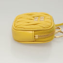 Miu Miu Matelasse Airpots Case Lamb Skin Yellow Gold Auth KD242-3