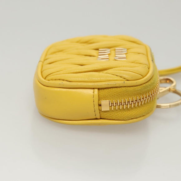 Miu Miu Matelasse Airpots Case Lamb Skin Yellow Gold Auth KD242