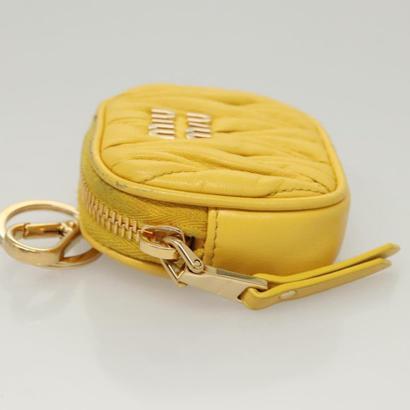 Miu Miu Matelasse Airpots Case Lamb Skin Yellow Gold Auth KD242