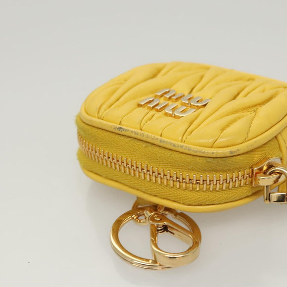 Miu Miu Matelasse Airpots Case Lamb Skin Yellow Gold Auth KD242