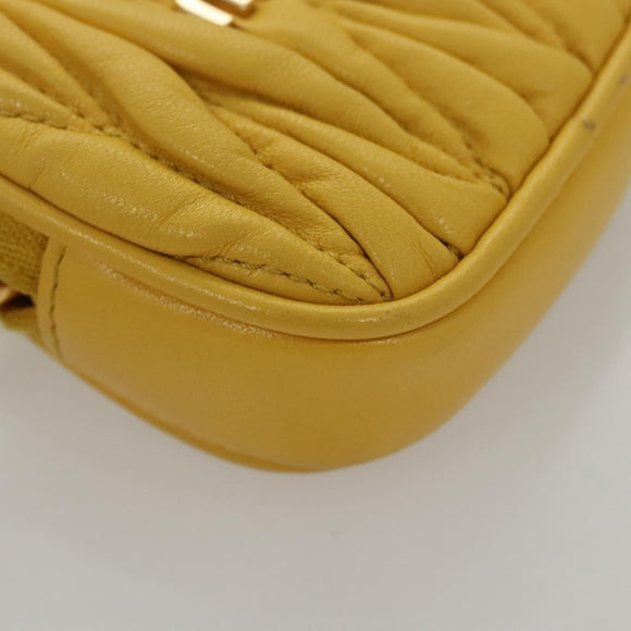 Miu Miu Matelasse Airpots Case Lamb Skin Yellow Gold Auth KD242