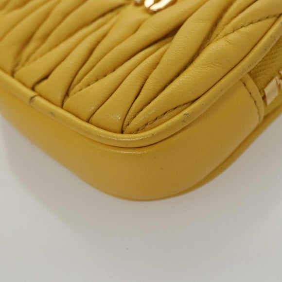 Miu Miu Matelasse Airpots Case Lamb Skin Yellow Gold Auth KD242
