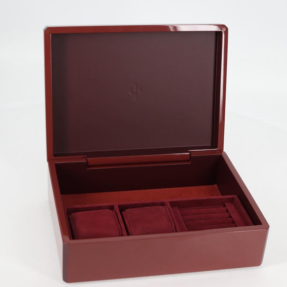 HERMES Daedalus Facet H Jewelry Box plastic Red Auth KD250SM
