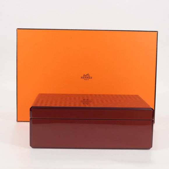 HERMES Daedalus Facet H Jewelry Box plastic Red Auth KD250SM