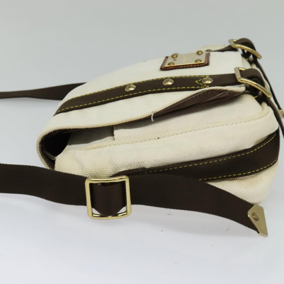 LOUIS VUITTON Antigua Buzas PM Shoulder Bag Canvas White Brown M40042 Auth KD260