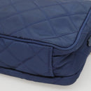 PRADA Quilted Shoulder Bag Nylon Blue Silver Auth KD263-15