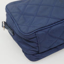 PRADA Quilted Shoulder Bag Nylon Blue Silver Auth KD263-16