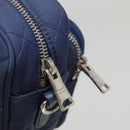 PRADA Quilted Shoulder Bag Nylon Blue Silver Auth KD263-8