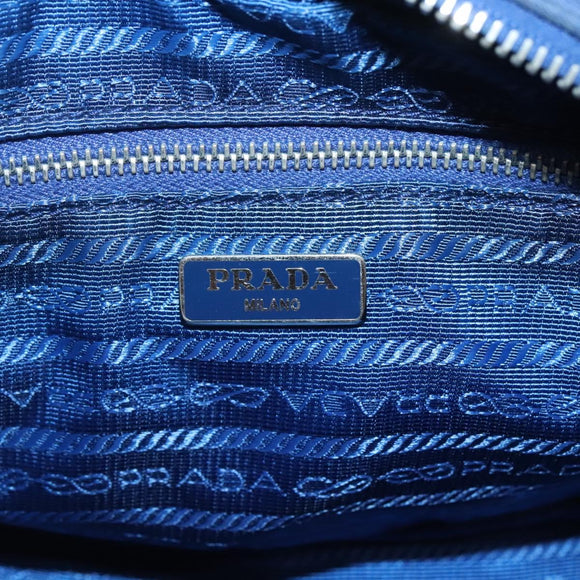 PRADA Quilted Shoulder Bag Nylon Blue Silver Auth KD263