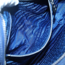 PRADA Quilted Shoulder Bag Nylon Blue Silver Auth KD263-21