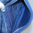 PRADA Quilted Shoulder Bag Nylon Blue Silver Auth KD263-10