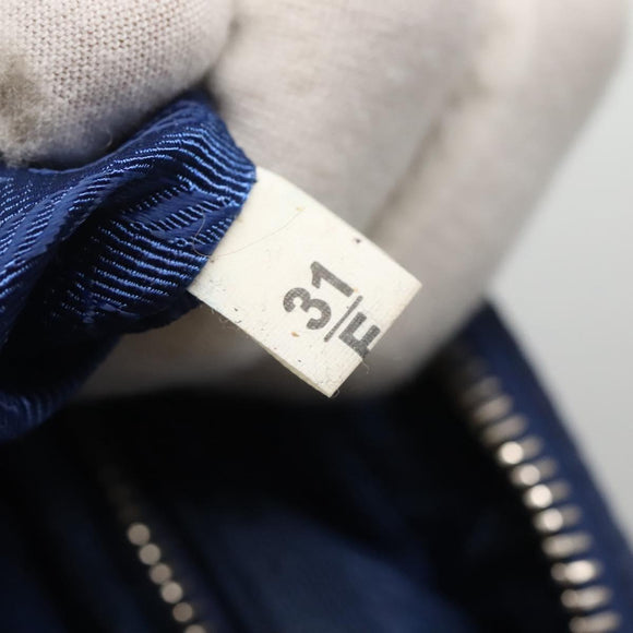 PRADA Quilted Shoulder Bag Nylon Blue Silver Auth KD263