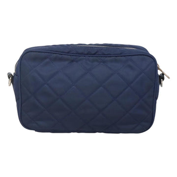 PRADA Quilted Shoulder Bag Nylon Blue Silver Auth KD263 - 0