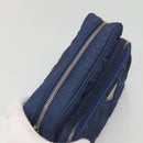 PRADA Quilted Shoulder Bag Nylon Blue Silver Auth KD263-5
