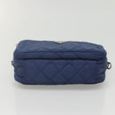 PRADA Quilted Shoulder Bag Nylon Blue Silver Auth KD263-6