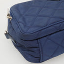 PRADA Quilted Shoulder Bag Nylon Blue Silver Auth KD263-14