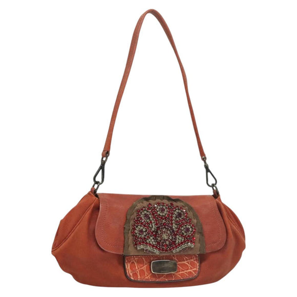 PRADA Shoulder Bag Leather Red Auth KD264