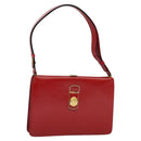 CELINE Shoulder Bag Leather Red Gold Auth KD268-1