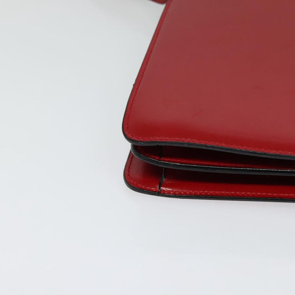 CELINE Shoulder Bag Leather Red Gold Auth KD268