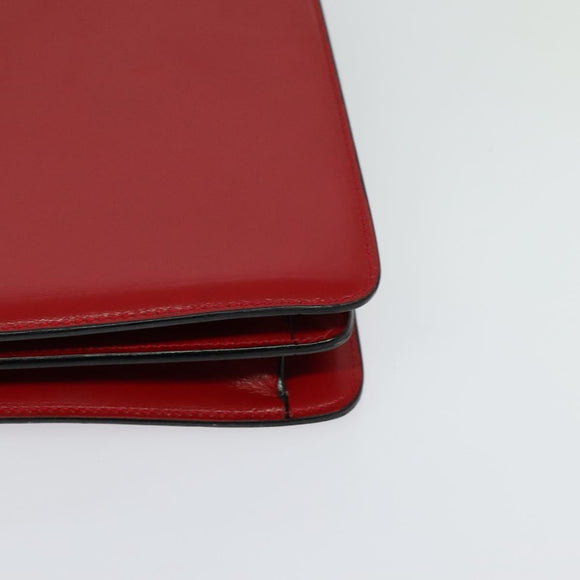 CELINE Shoulder Bag Leather Red Gold Auth KD268