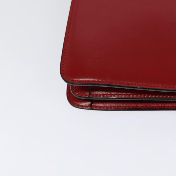 CELINE Shoulder Bag Leather Red Gold Auth KD268