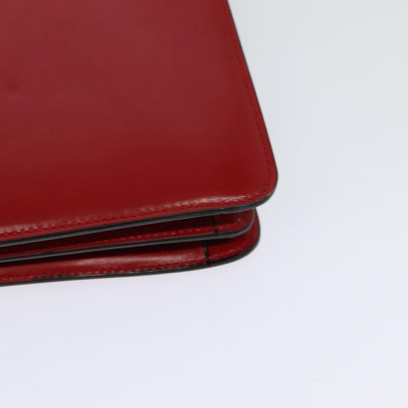 CELINE Shoulder Bag Leather Red Gold Auth KD268