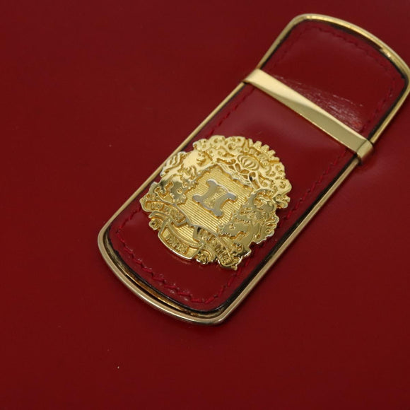 CELINE Shoulder Bag Leather Red Gold Auth KD268