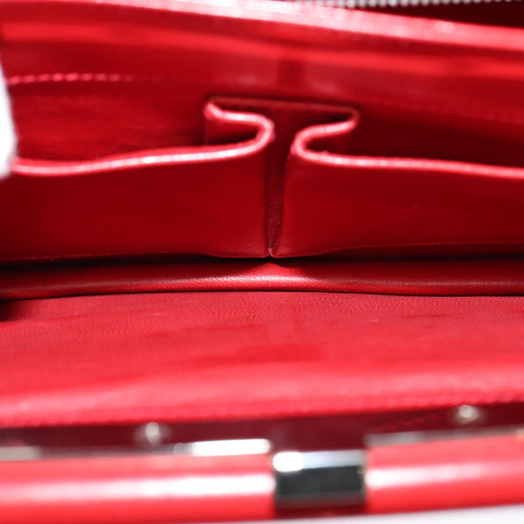 CELINE Shoulder Bag Leather Red Gold Auth KD268