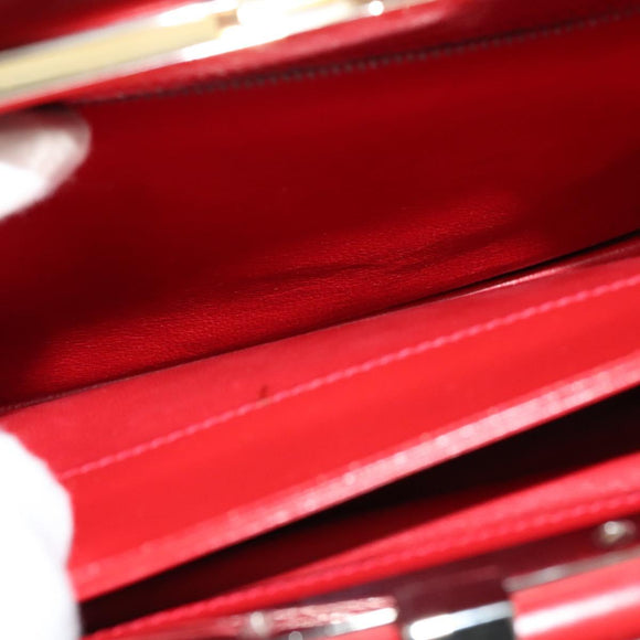 CELINE Shoulder Bag Leather Red Gold Auth KD268