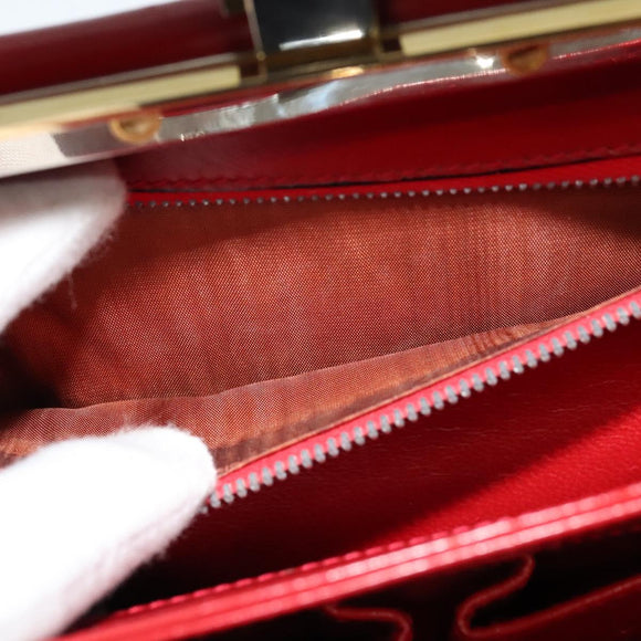 CELINE Shoulder Bag Leather Red Gold Auth KD268
