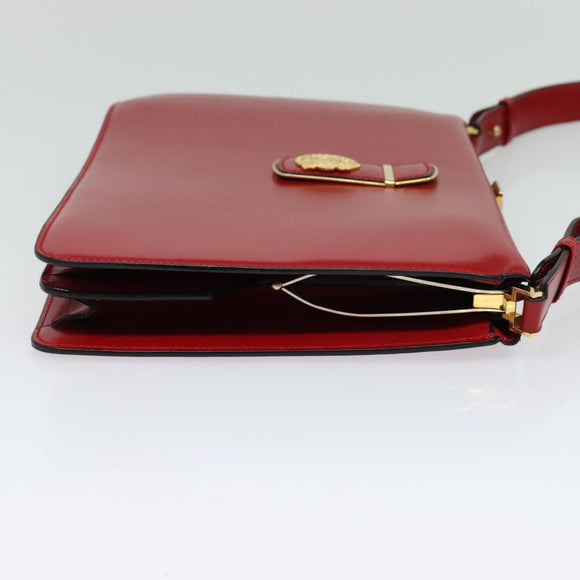 CELINE Shoulder Bag Leather Red Gold Auth KD268