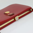 CELINE Shoulder Bag Leather Red Gold Auth KD268-6