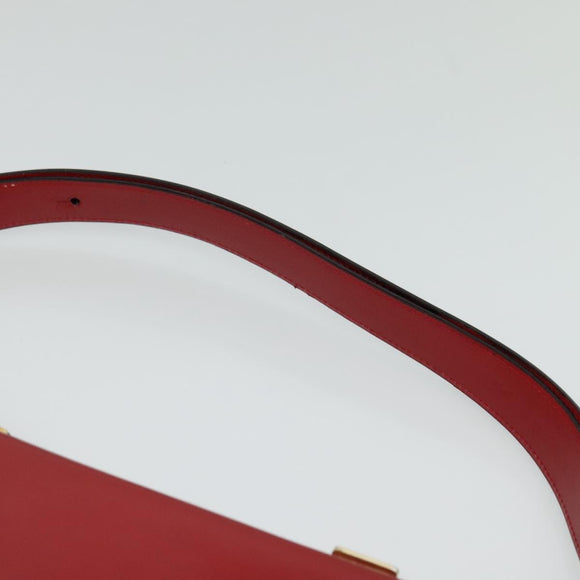 CELINE Shoulder Bag Leather Red Gold Auth KD268