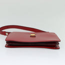 CELINE Shoulder Bag Leather Red Gold Auth KD268-5
