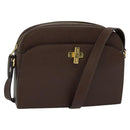 CELINE Shoulder Bag Leather Brown Gold Auth KD269-1
