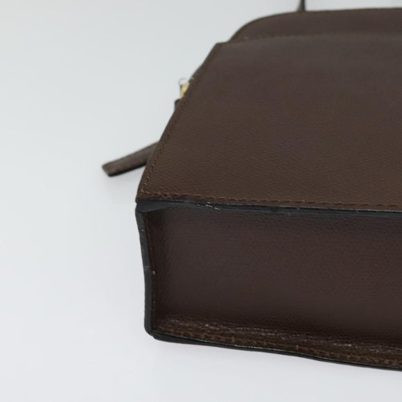 CELINE Shoulder Bag Leather Brown Gold Auth KD269