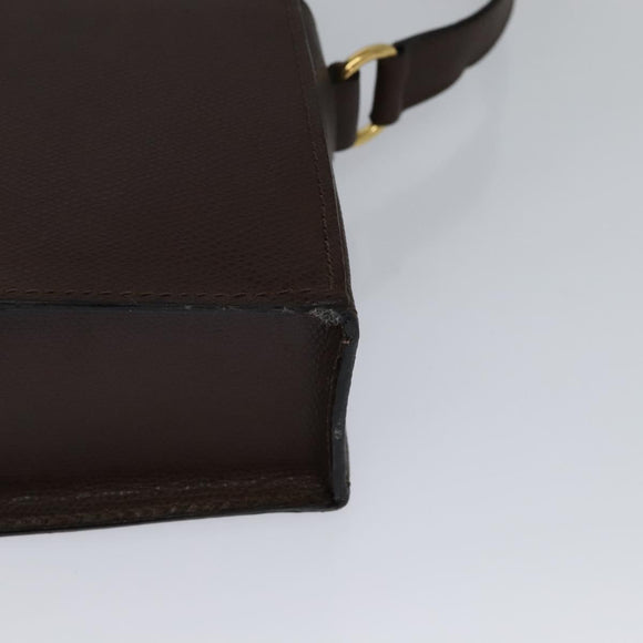 CELINE Shoulder Bag Leather Brown Gold Auth KD269