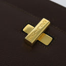 CELINE Shoulder Bag Leather Brown Gold Auth KD269-17
