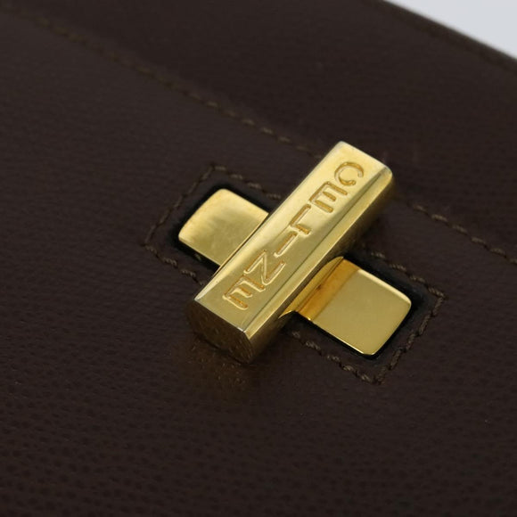 CELINE Shoulder Bag Leather Brown Gold Auth KD269