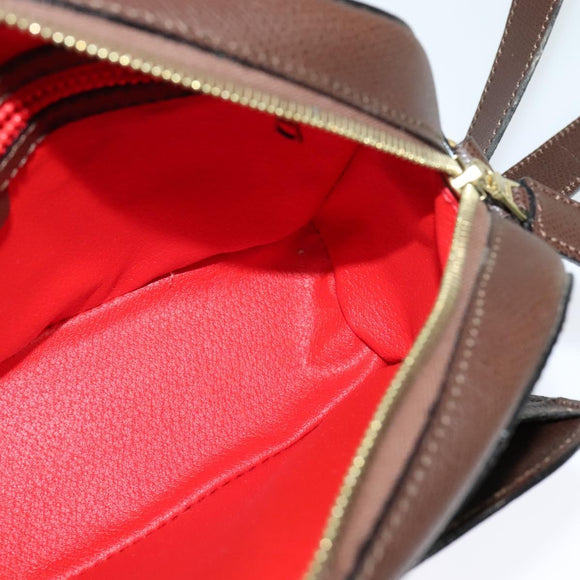 CELINE Shoulder Bag Leather Brown Gold Auth KD269