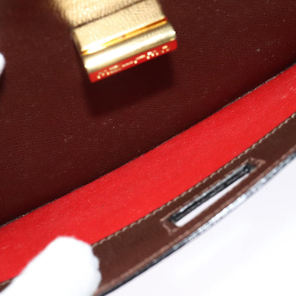 CELINE Shoulder Bag Leather Brown Gold Auth KD269