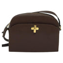 CELINE Shoulder Bag Leather Brown Gold Auth KD269-13