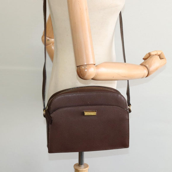 CELINE Shoulder Bag Leather Brown Gold Auth KD269