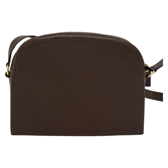 CELINE Shoulder Bag Leather Brown Gold Auth KD269
