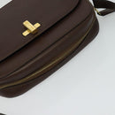 CELINE Shoulder Bag Leather Brown Gold Auth KD269-6