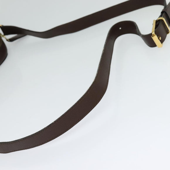 CELINE Shoulder Bag Leather Brown Gold Auth KD269