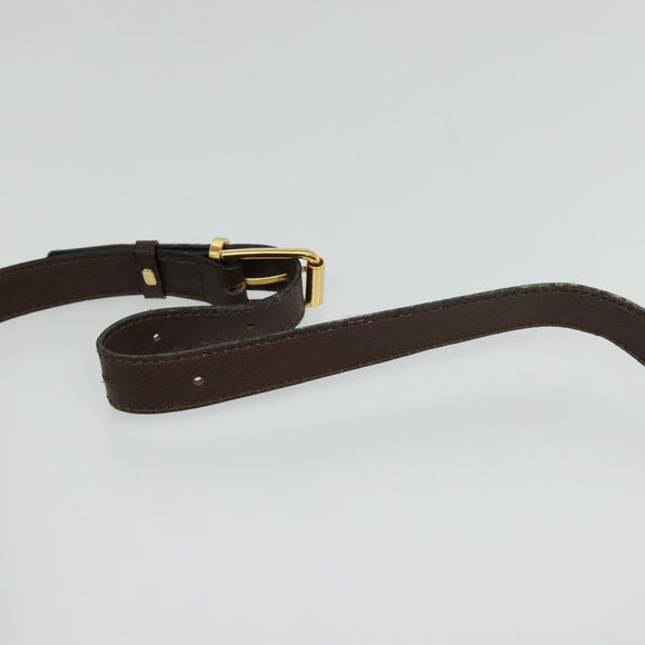 CELINE Shoulder Bag Leather Brown Gold Auth KD269