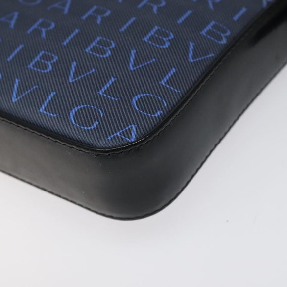 BVLGARI Logo Mania Shoulder Bag Nylon Blue Auth KD280