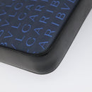 BVLGARI Logo Mania Shoulder Bag Nylon Blue Auth KD280-14